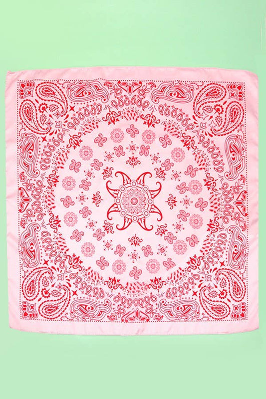 PAISLEY PINK SILKY FEEL BANDANA SCARF