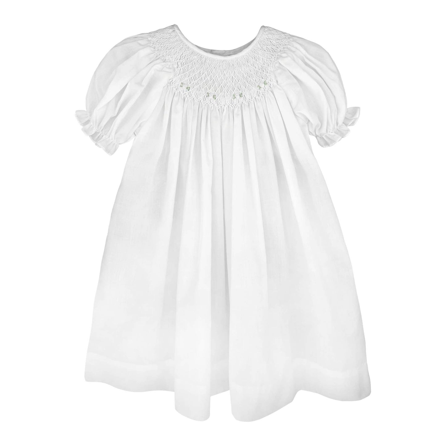 White Smocked Gown with Bonnet