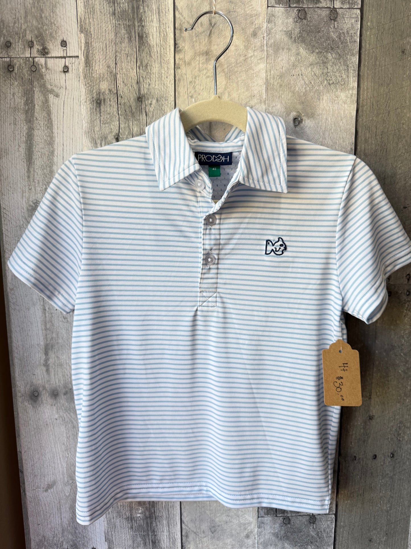 Prodoh Boys Blue Striped Dry-Fit Polo 4T