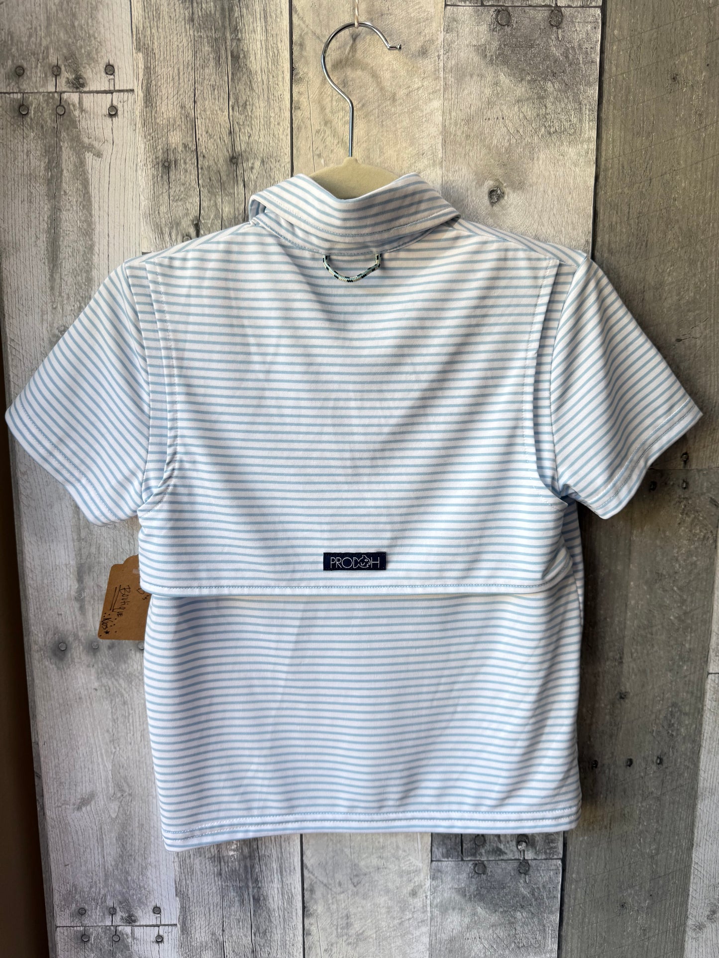 Prodoh Boys Blue Striped Dry-Fit Polo 4T