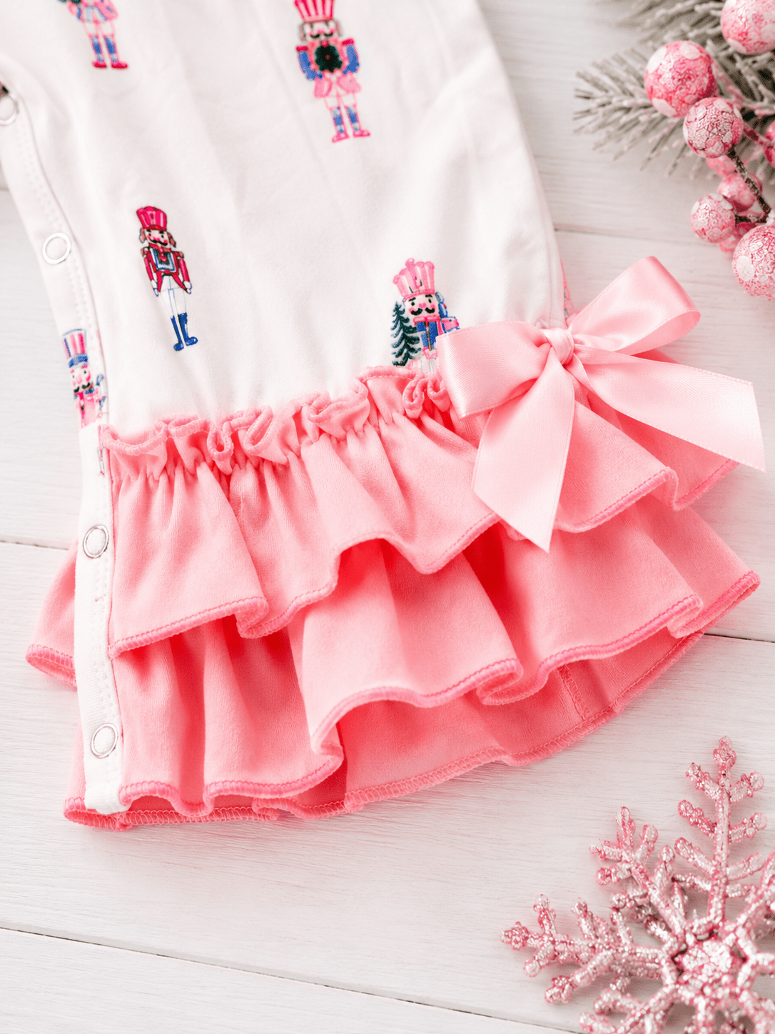 Pink Nutcracker Christmas Infant Romper: 12-18m