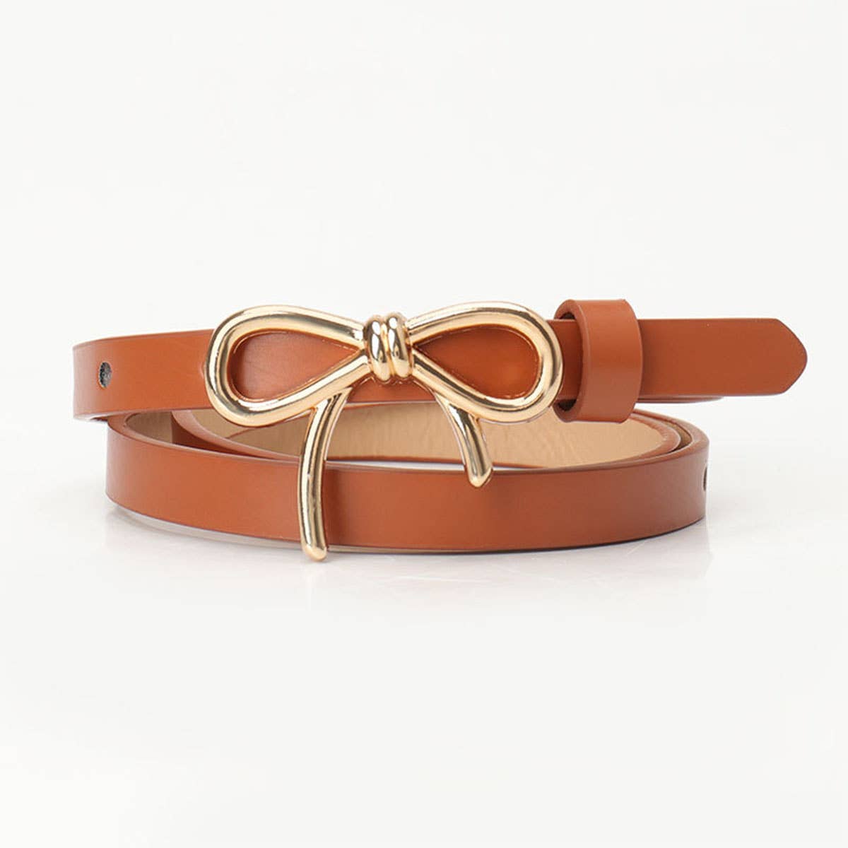 Lily Clothing - Bow-knot golden buckle versatile dress belt: CAMEL / (OS) 1