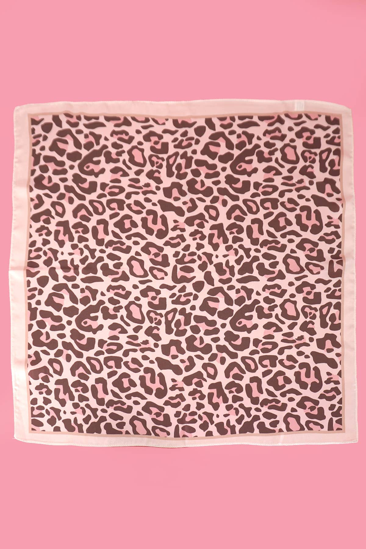 LEOPARD ANIMAL SILKY FEEL BANDANA SCARF Pink