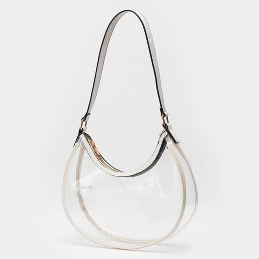 Transparent Shoulder Hobo Bag: White