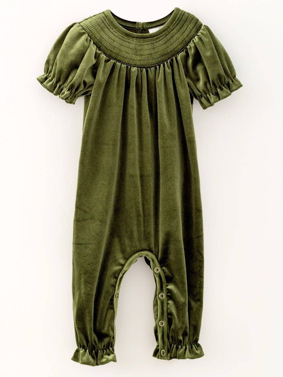 The Hair Bow Company - Classic Smocked Holiday Velvet Infant Rompers: Red / 6-12M