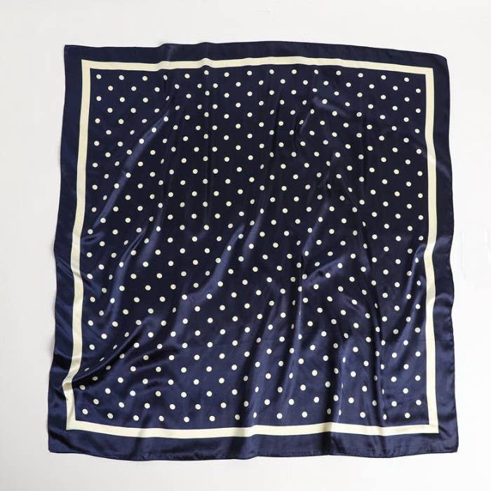 LARGE POLKA DOT PRINT BANDANA SCARF NAVY