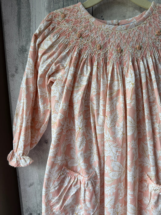 Delaney Smocked Bishop long sleeve dress // Fall Leaves