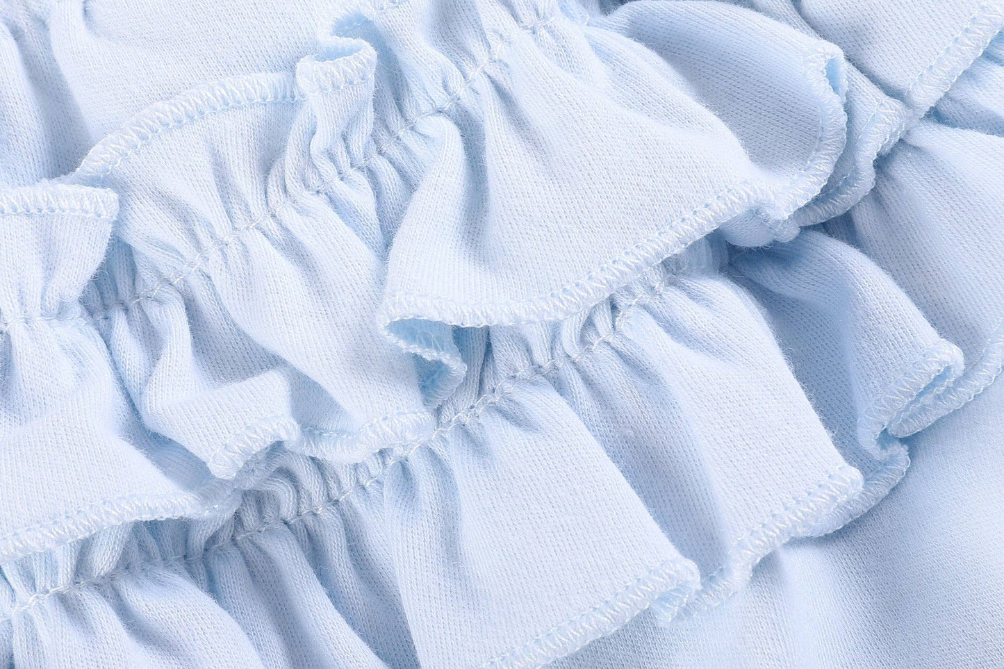 2 pc Light Blue and White Ruffle Knit Cotton Baby Bloomers