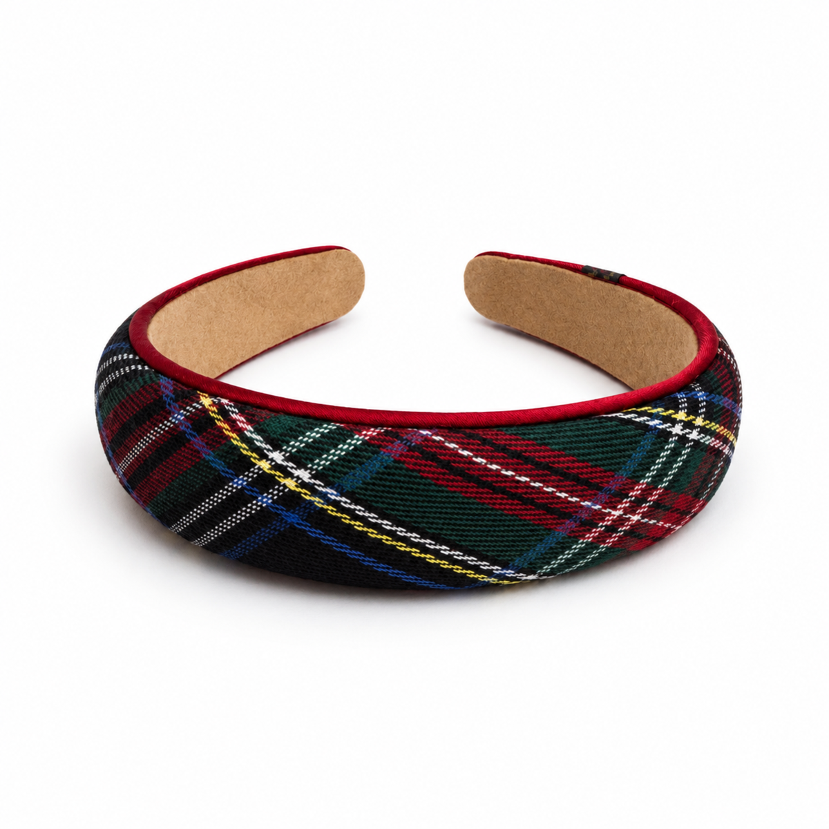 Ellison+Young - Ellison+Young Holiday Satin Plaid Piped Headband, Limited Edition: Classic Red Tartan