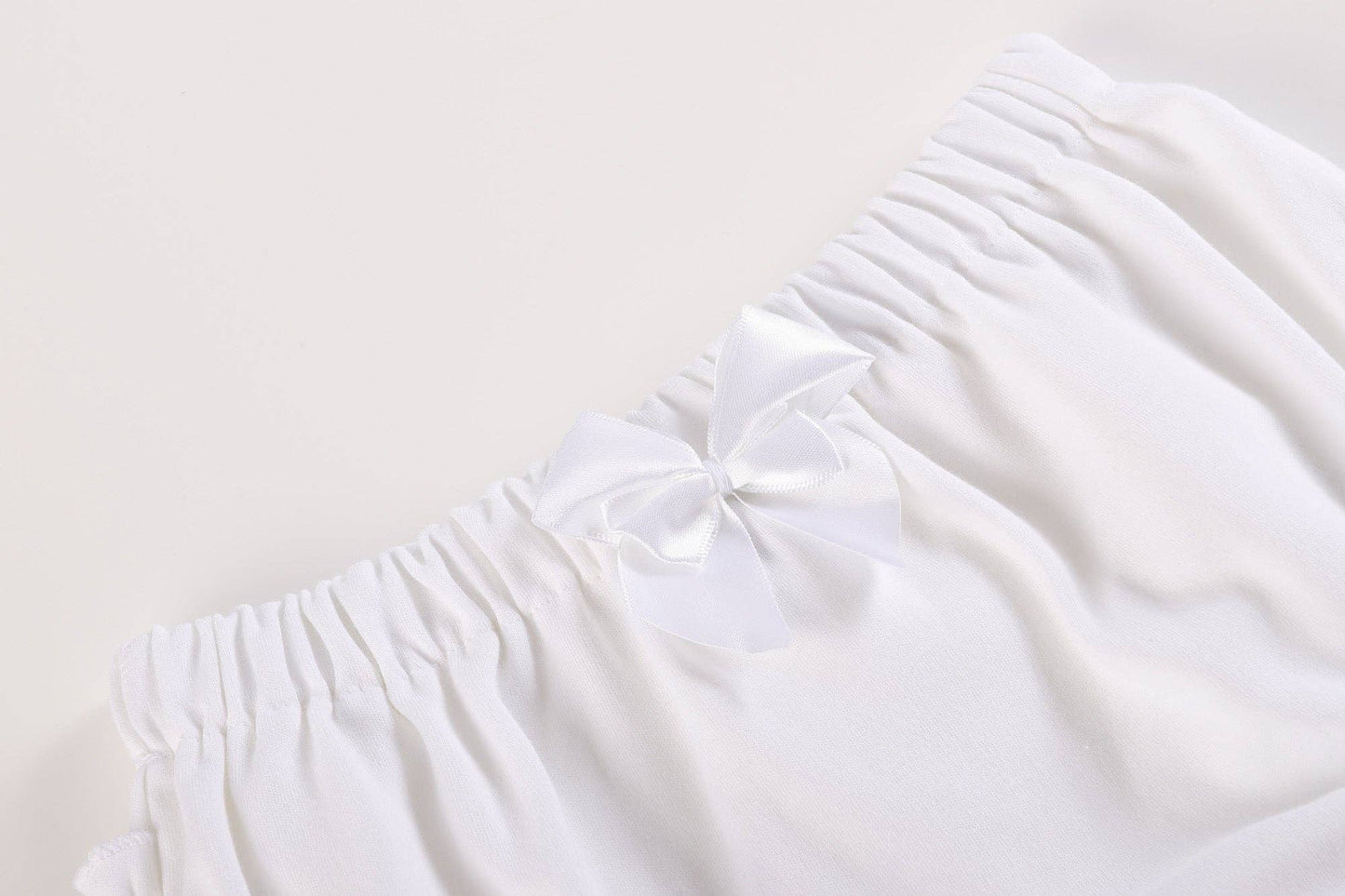 2 pc Light Blue and White Ruffle Knit Cotton Baby Bloomers