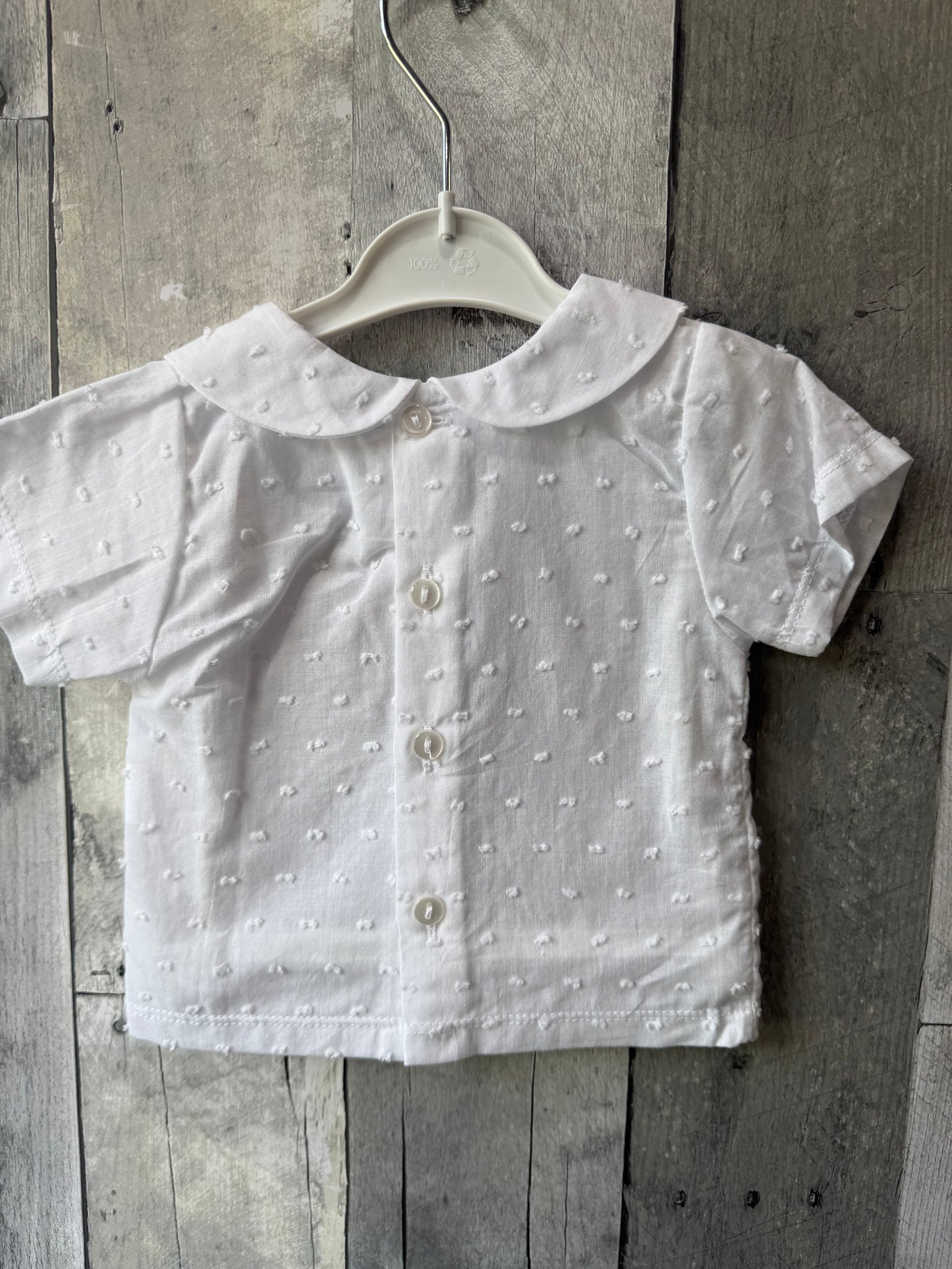 Babidu Baby Boy White Peter Pan collar top
