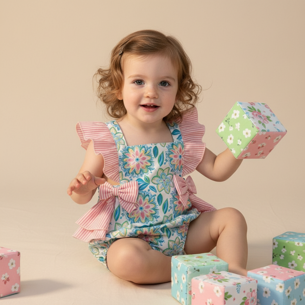 Tropical garden ruffle romper
