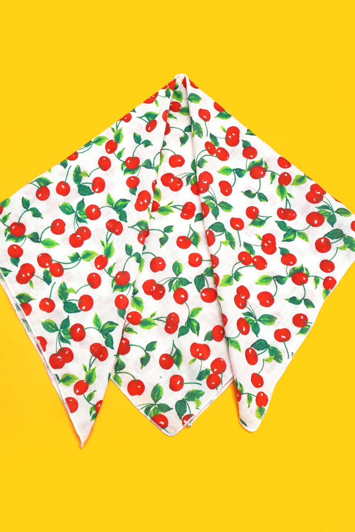 COTTON CHERRY PRINT SILKY FEELING BANDANA SCARF
