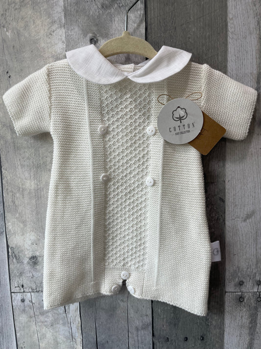 Baby Knit One Piece Romper Ivory