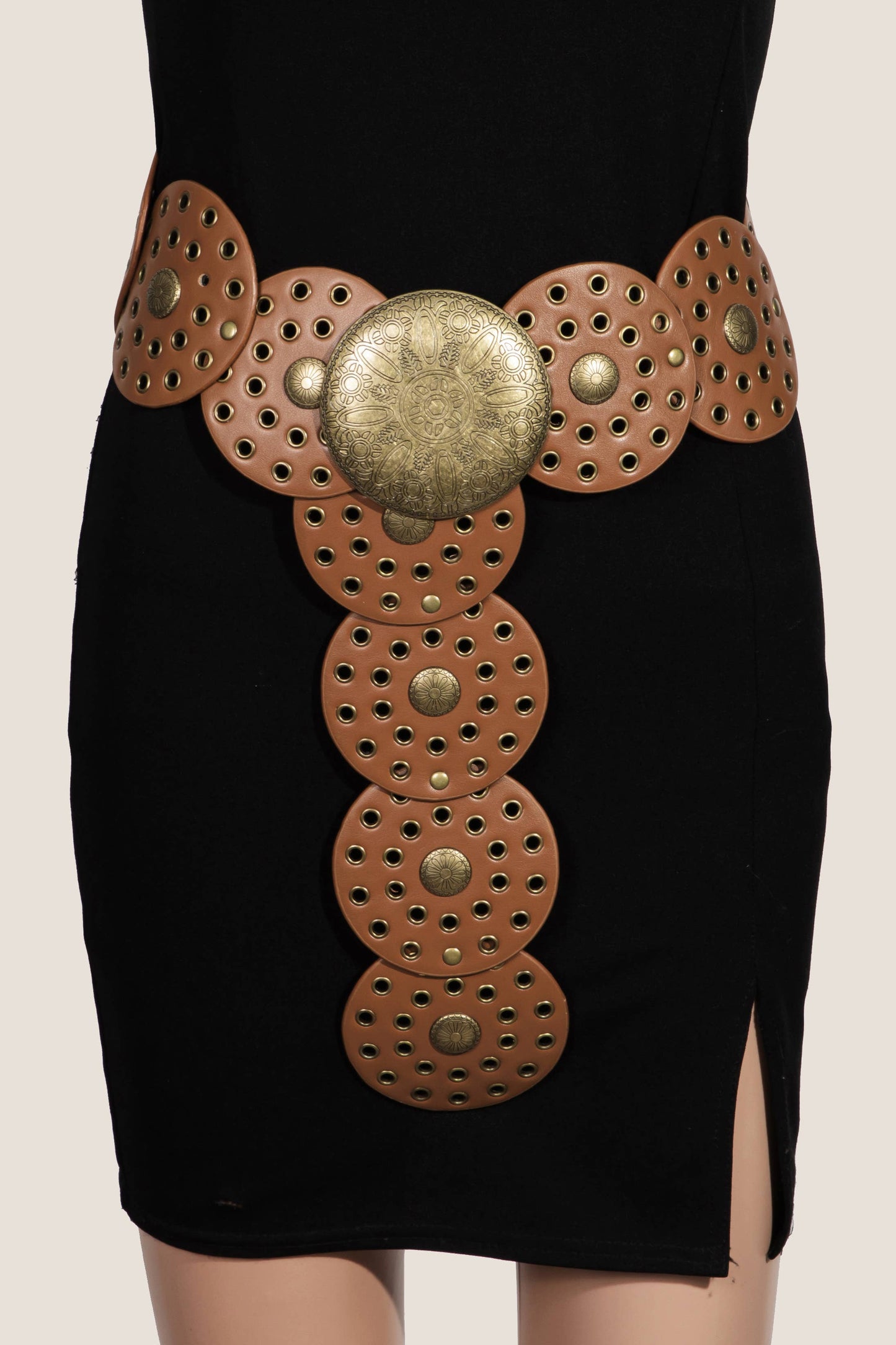 Faux Leather Western Bohemian Disc Belt
