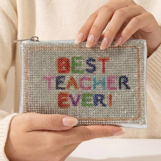 Best Teacher Ever Pave Coin Purse: MULTI