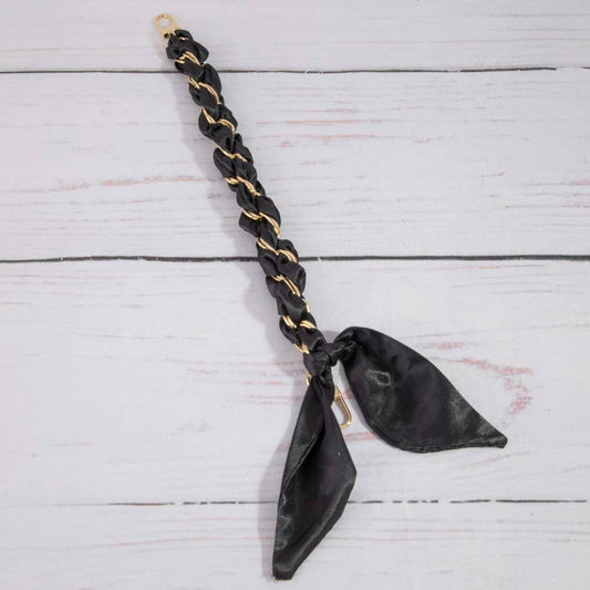 Satin Scarf Chain Bag Charm: Black