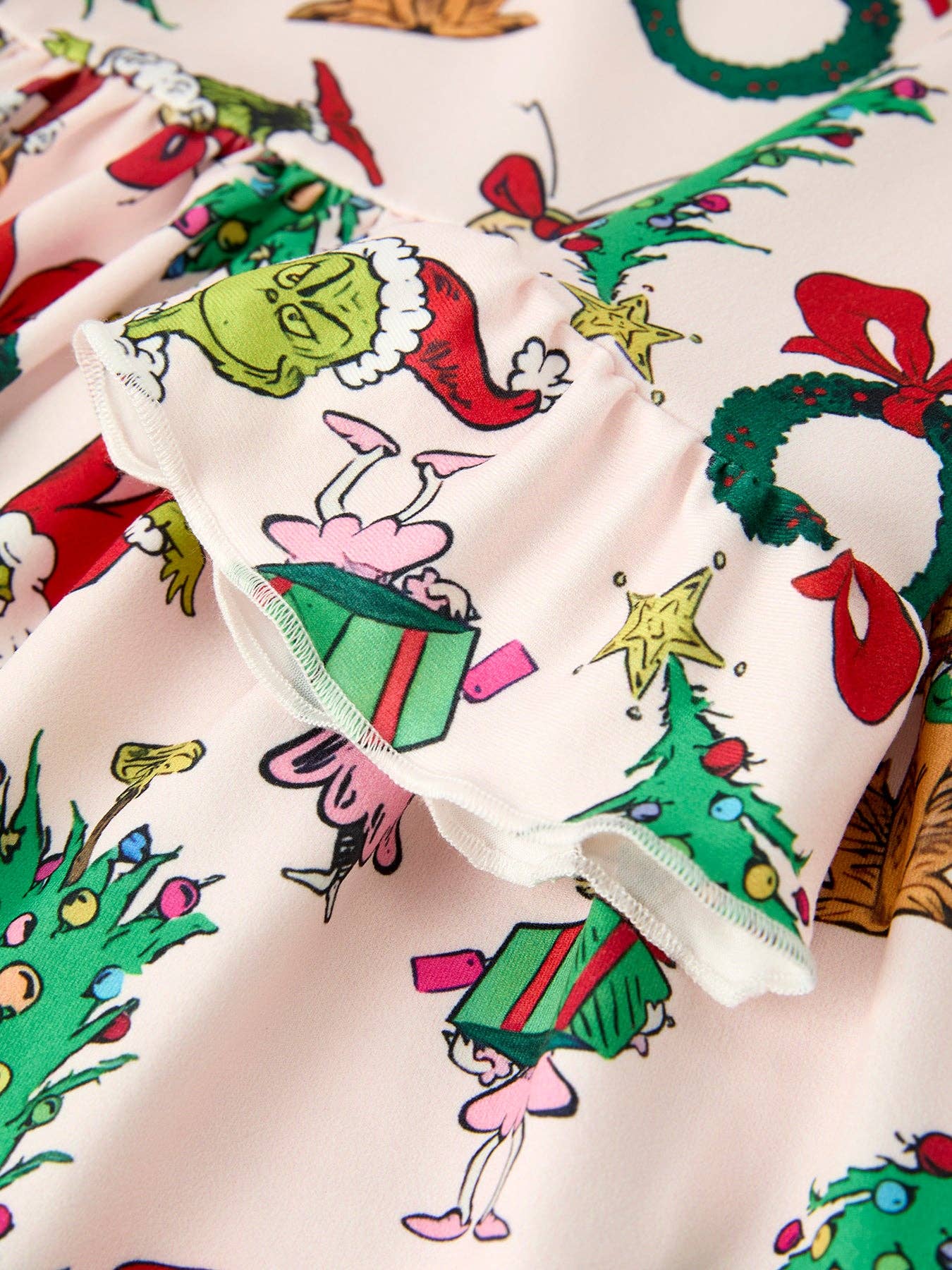 Christmas Grinch Dress with Ruffle Sleeves