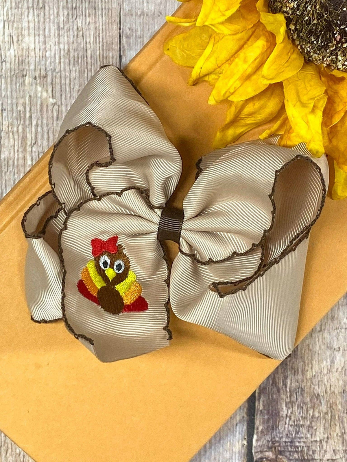 The Hair Bow Company - Turkey Embroidered Moonstitch Hair Bow | Clip or Headband: Clip