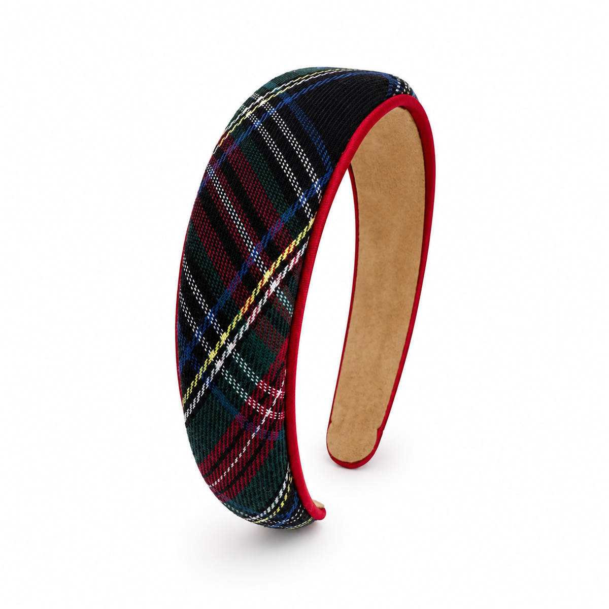 Ellison+Young - Ellison+Young Holiday Satin Plaid Piped Headband, Limited Edition: Classic Red Tartan