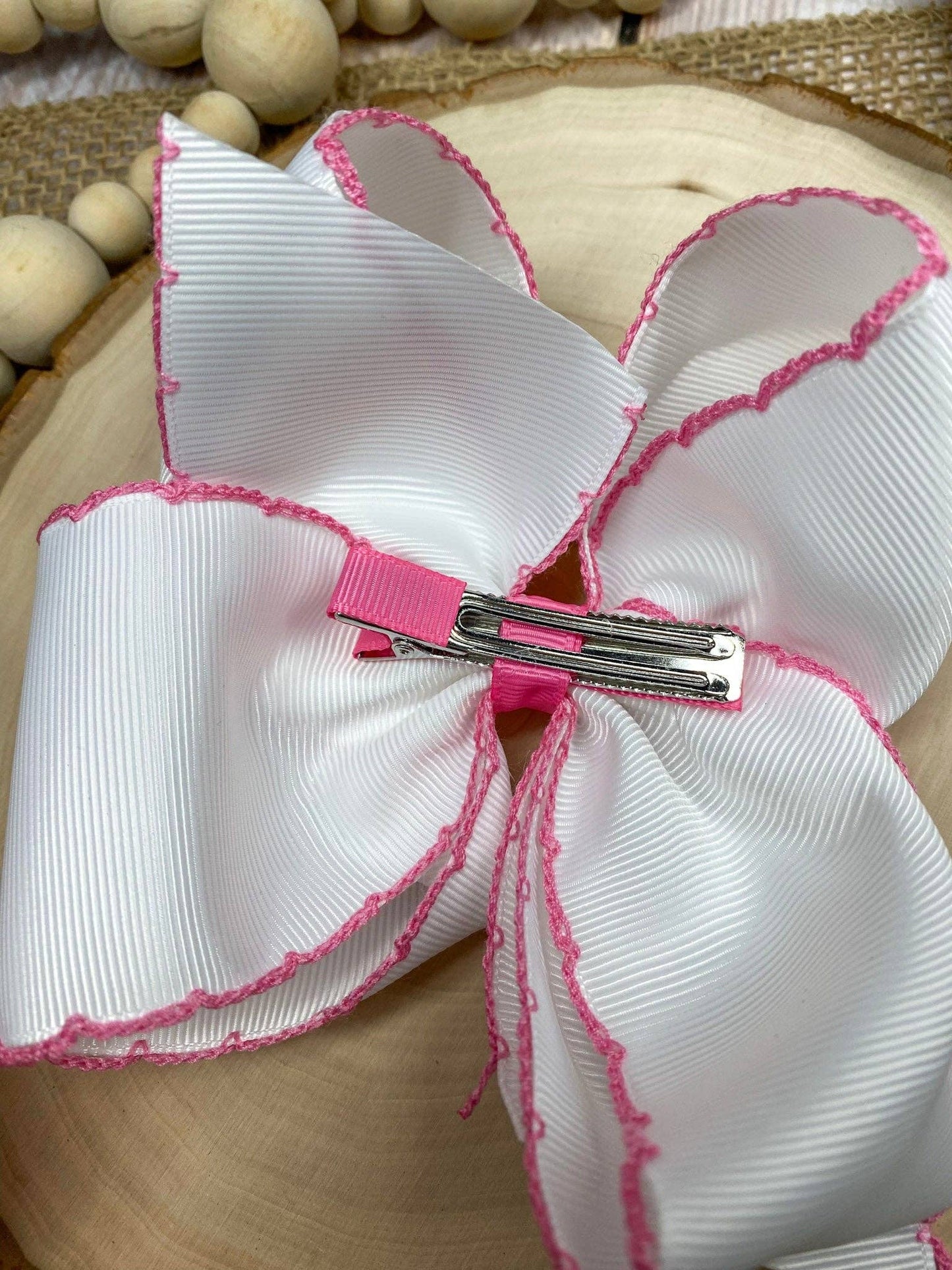 The Hair Bow Company - Pink Nutcracker Embroidered Moonstitch Hair Bow | Clip or Headband: Clip