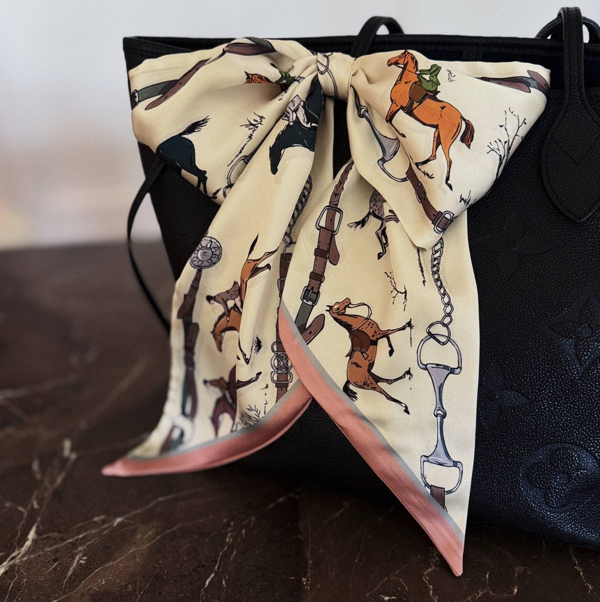 Ellison+Young - Heritage Equestrian Jumbo Twilly Scarf – Horse & Bridle Print