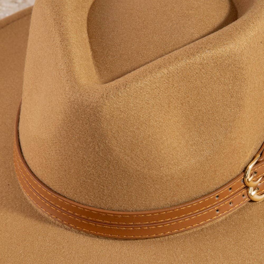 Double Belt Strap Fedora Hat: BR