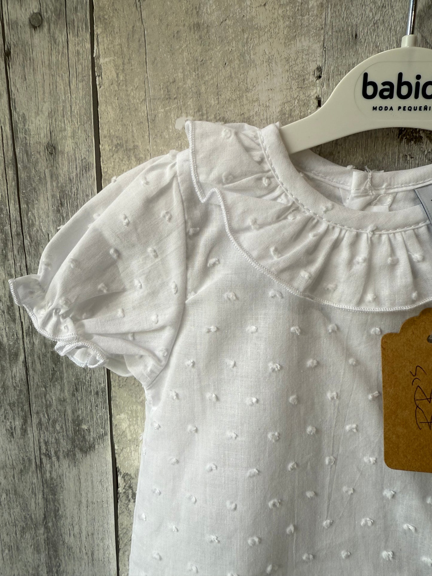 Babidu Baby Girl White ruffle collar top