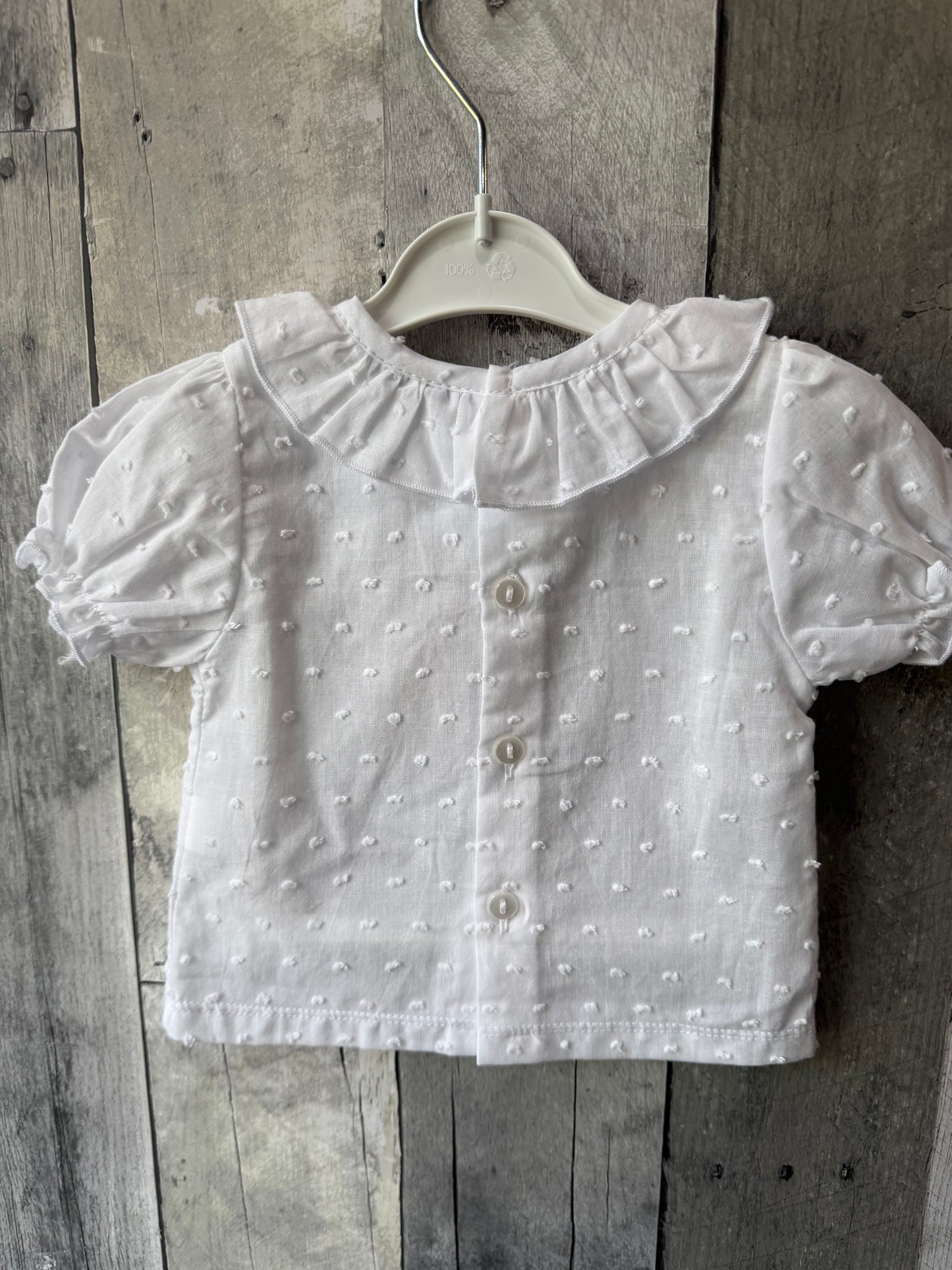 Babidu Baby Girl White ruffle collar top