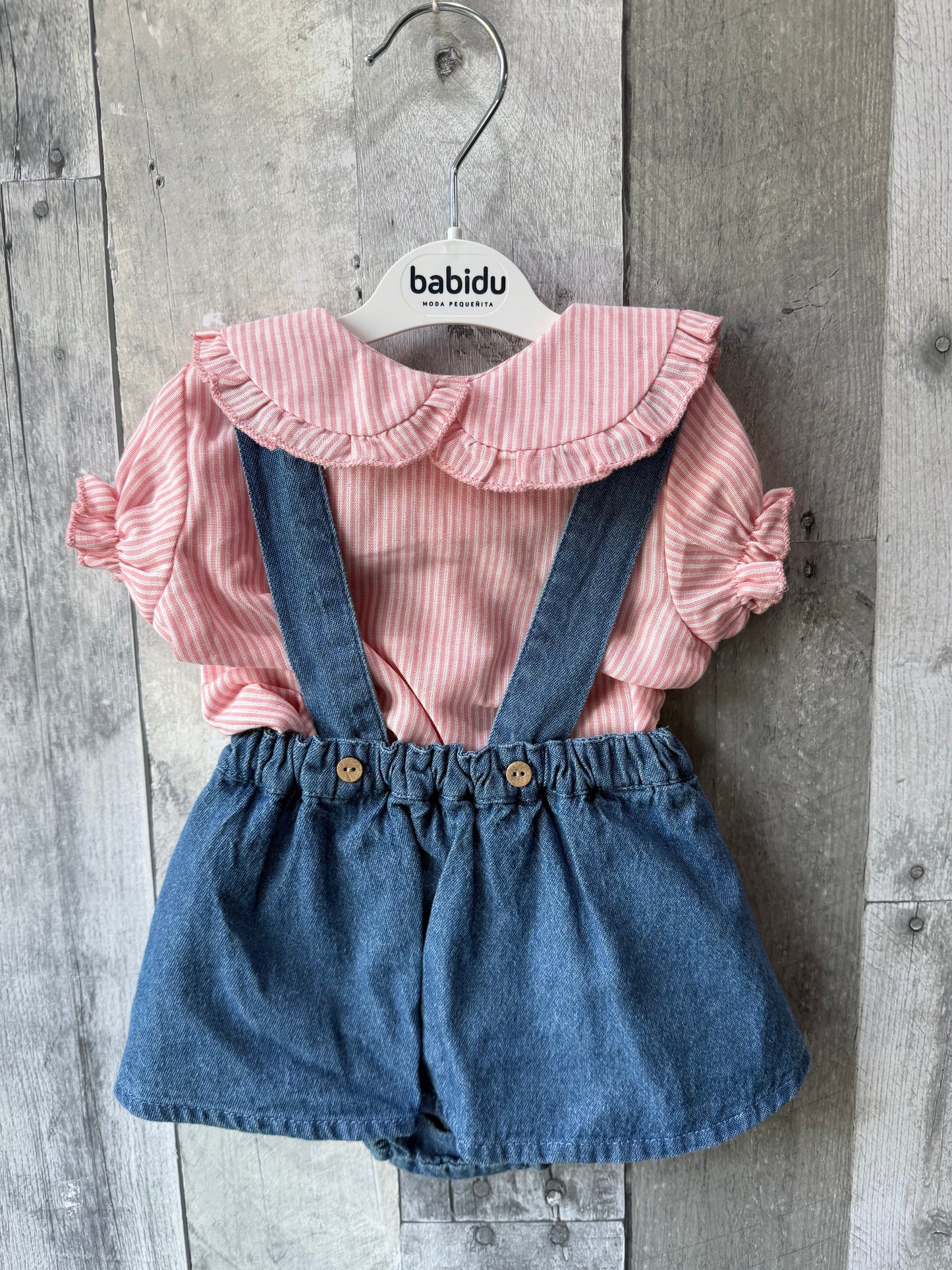 Babidu Baby Girl Pink Peter Pan collar & Jumper dress