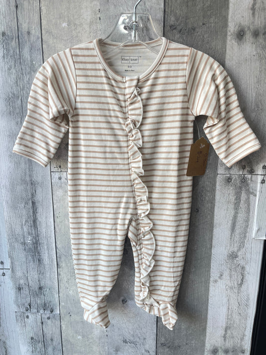 Kissy Love // Striped Neutral Ruffle sleeper