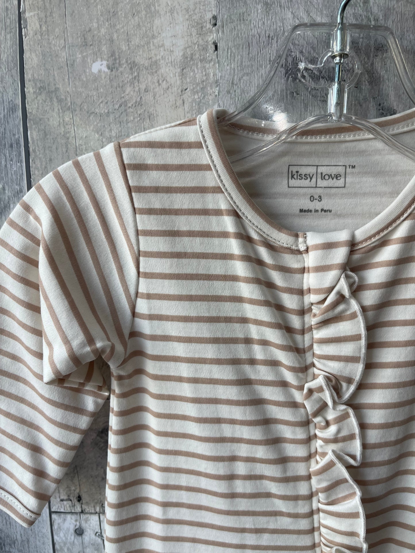 Kissy Love // Striped Neutral Ruffle sleeper