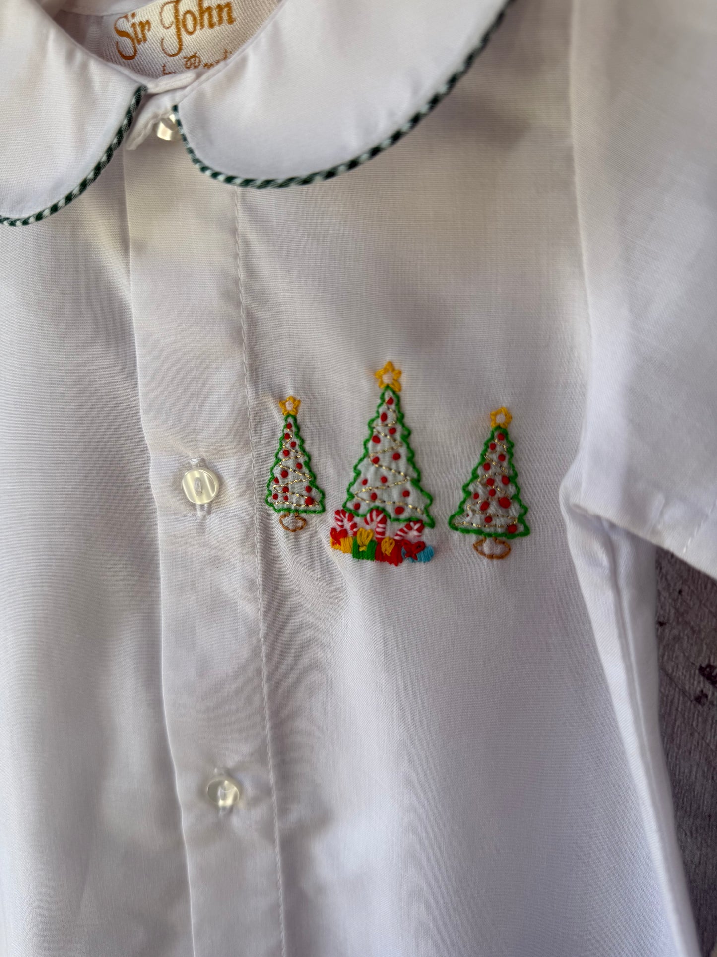Christmas Embroidered NB-3M Heirloom Gown // Christmas Trees