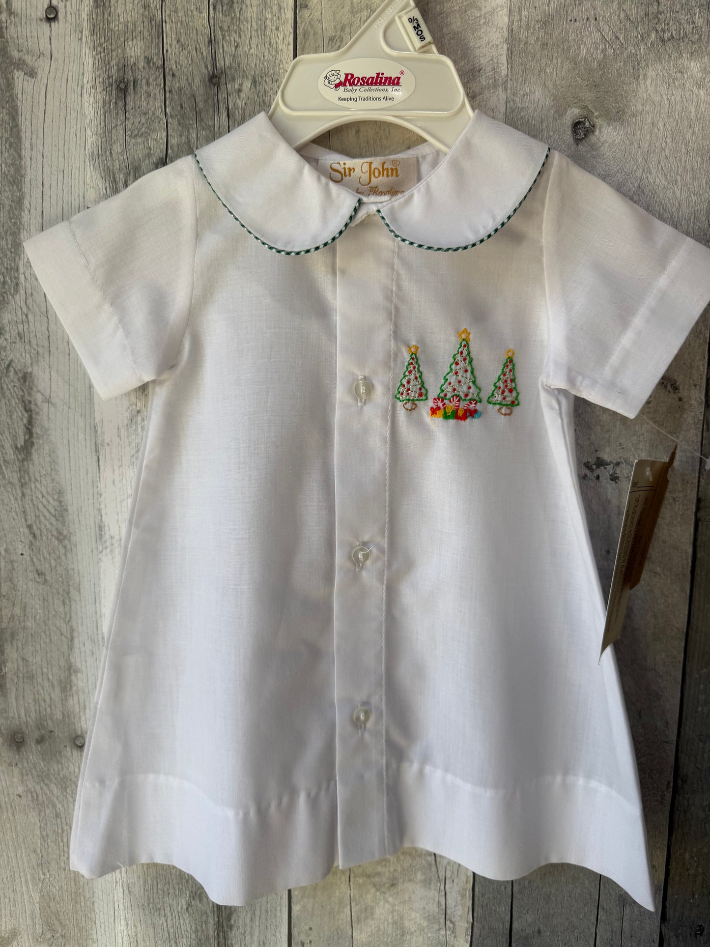 Christmas Embroidered NB-3M Heirloom Gown // Christmas Trees
