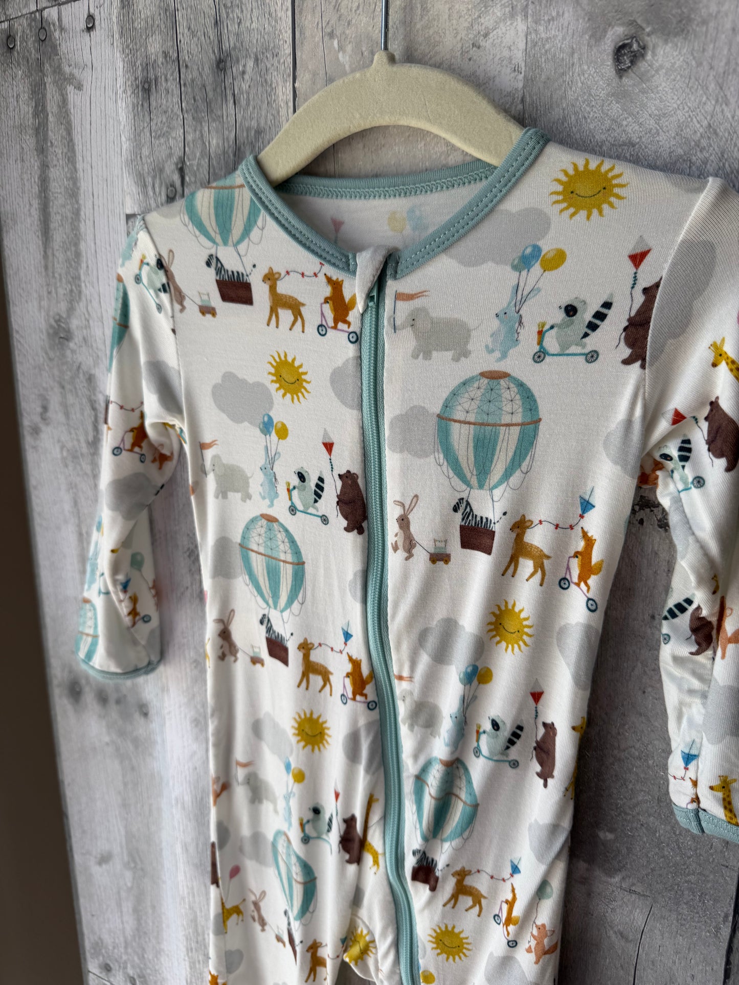 KicKee Pants Footie Pajamas with 2-Way Zip // Hot Air Balloon Parade