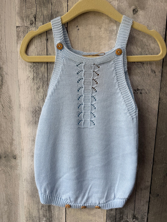 Babidu Knit One-piece Romper // Blue