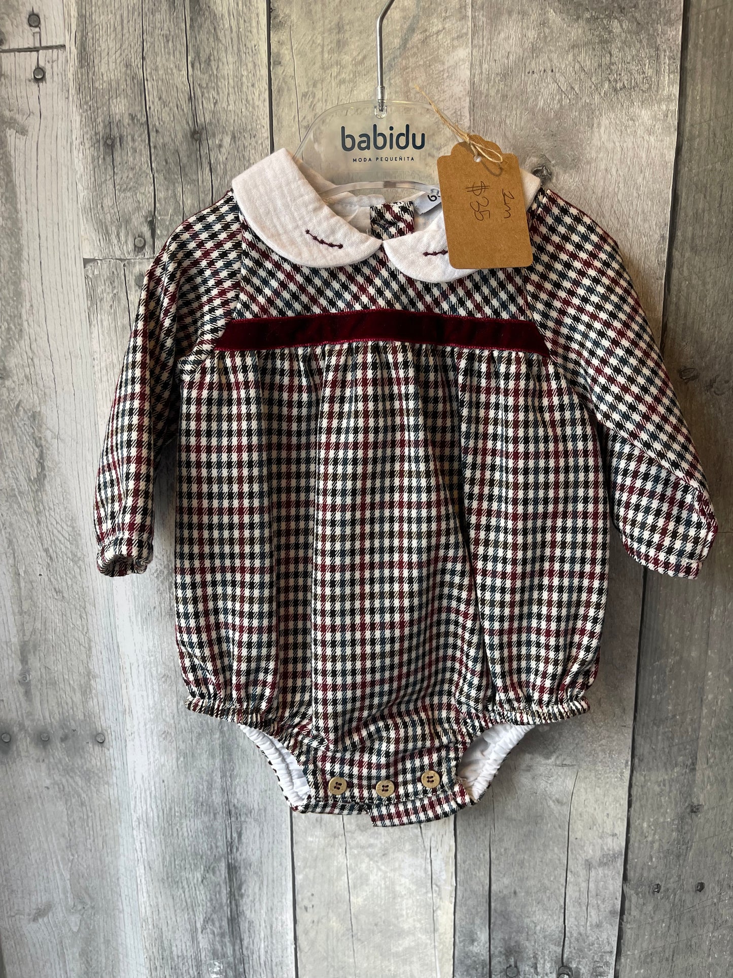 Babidu Baby Girls Winter Plaid Romper