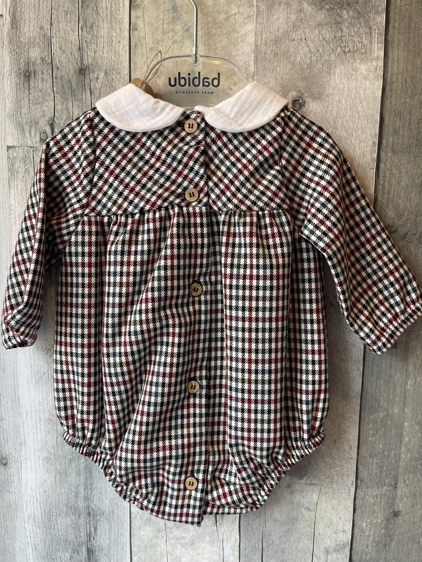 Babidu Baby Girls Winter Plaid Romper