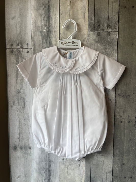 Feltman Brothers White Romper with lace and floral detail