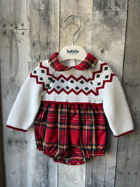 Babidu Christmas Plaid Bubble - 3 month