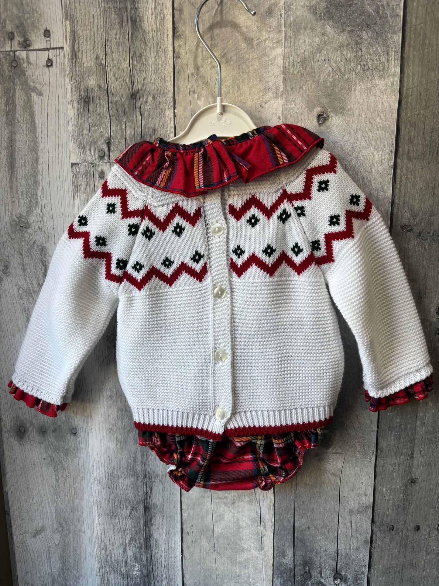 Babidu Christmas Plaid 2-Piece Set with Ruffled Collar - 3 month