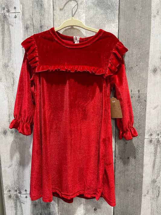 Red velvet little girls dress