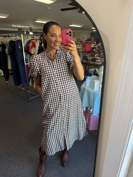 Brown Gingham Dress