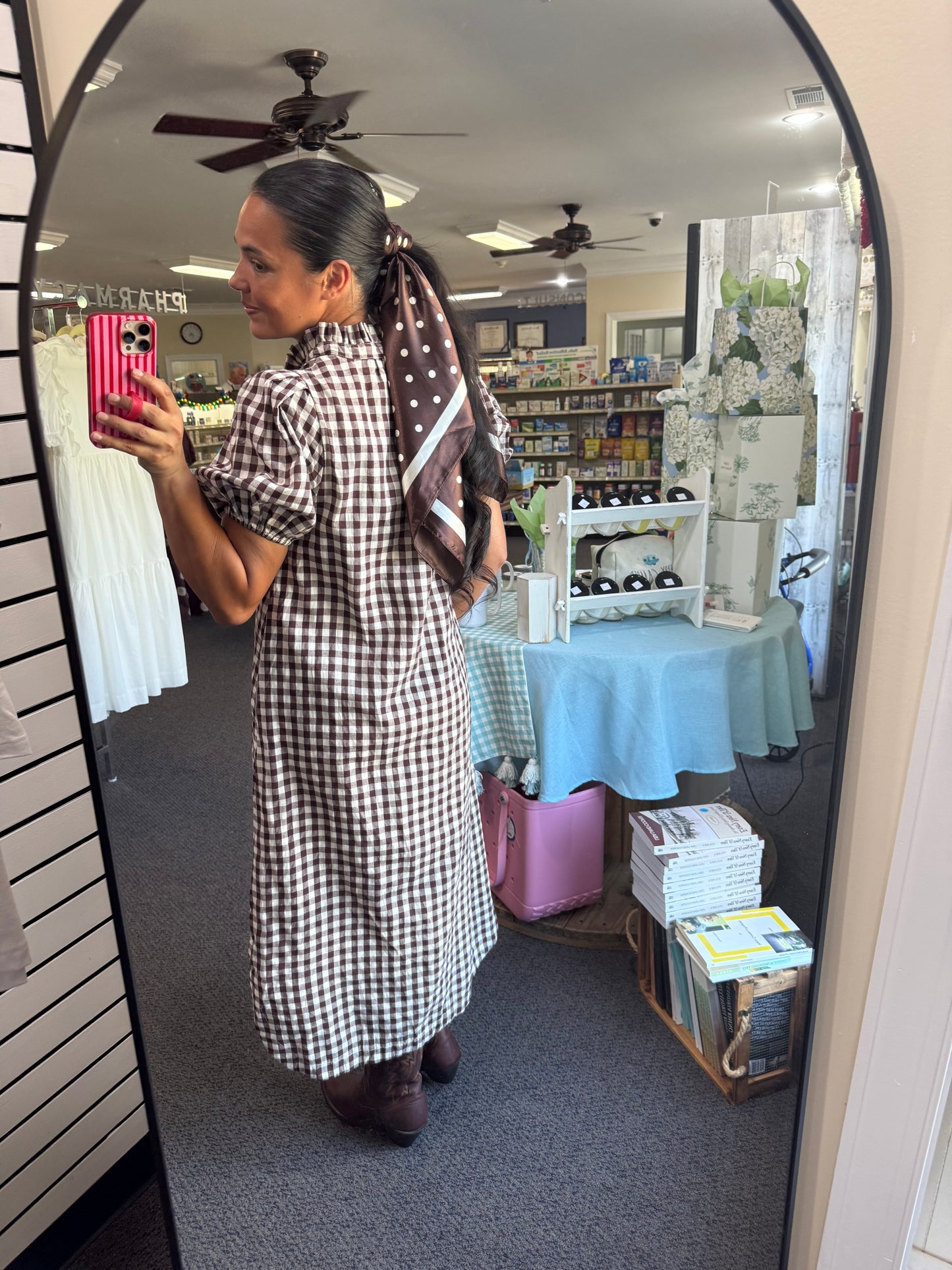 Brown Gingham Dress