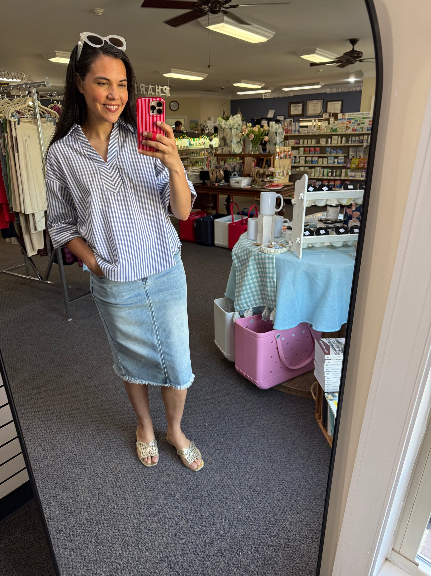 Blue and White Stripe Top