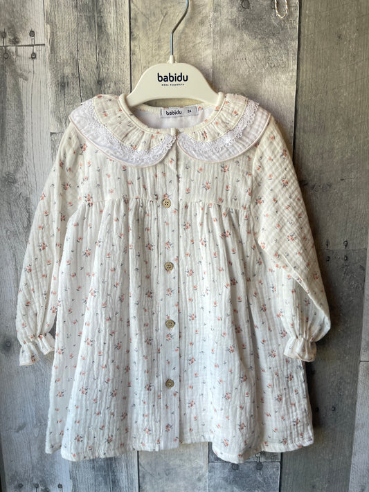 Babidu Floral Gauze Cotton girls dress 2T