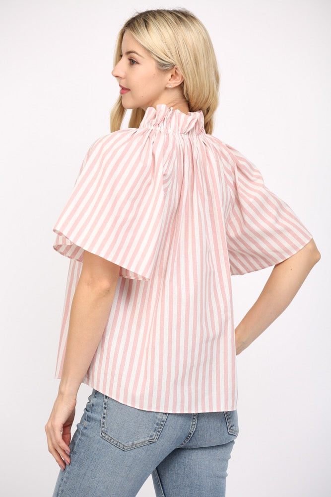 Pink/White Striped Top