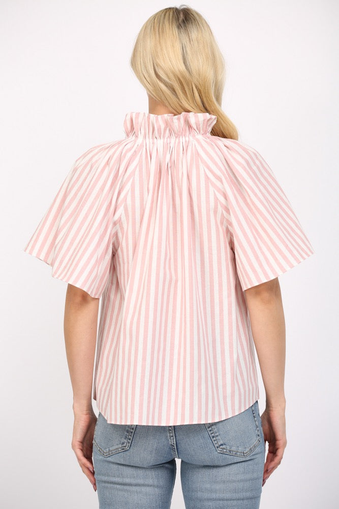 Pink/White Striped Top