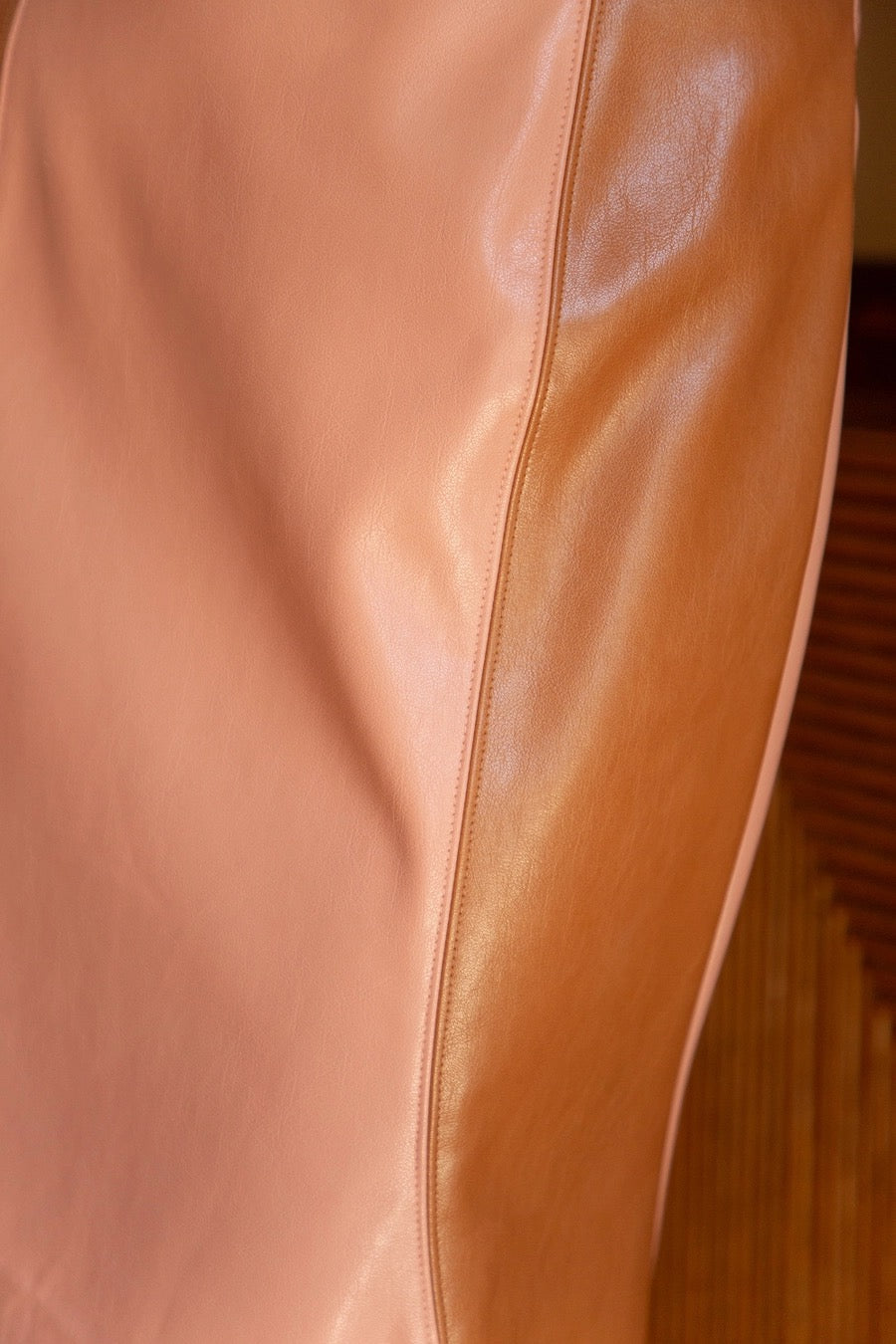 Faux Leather Color-blocked Midi Skirt in Rose/Camel