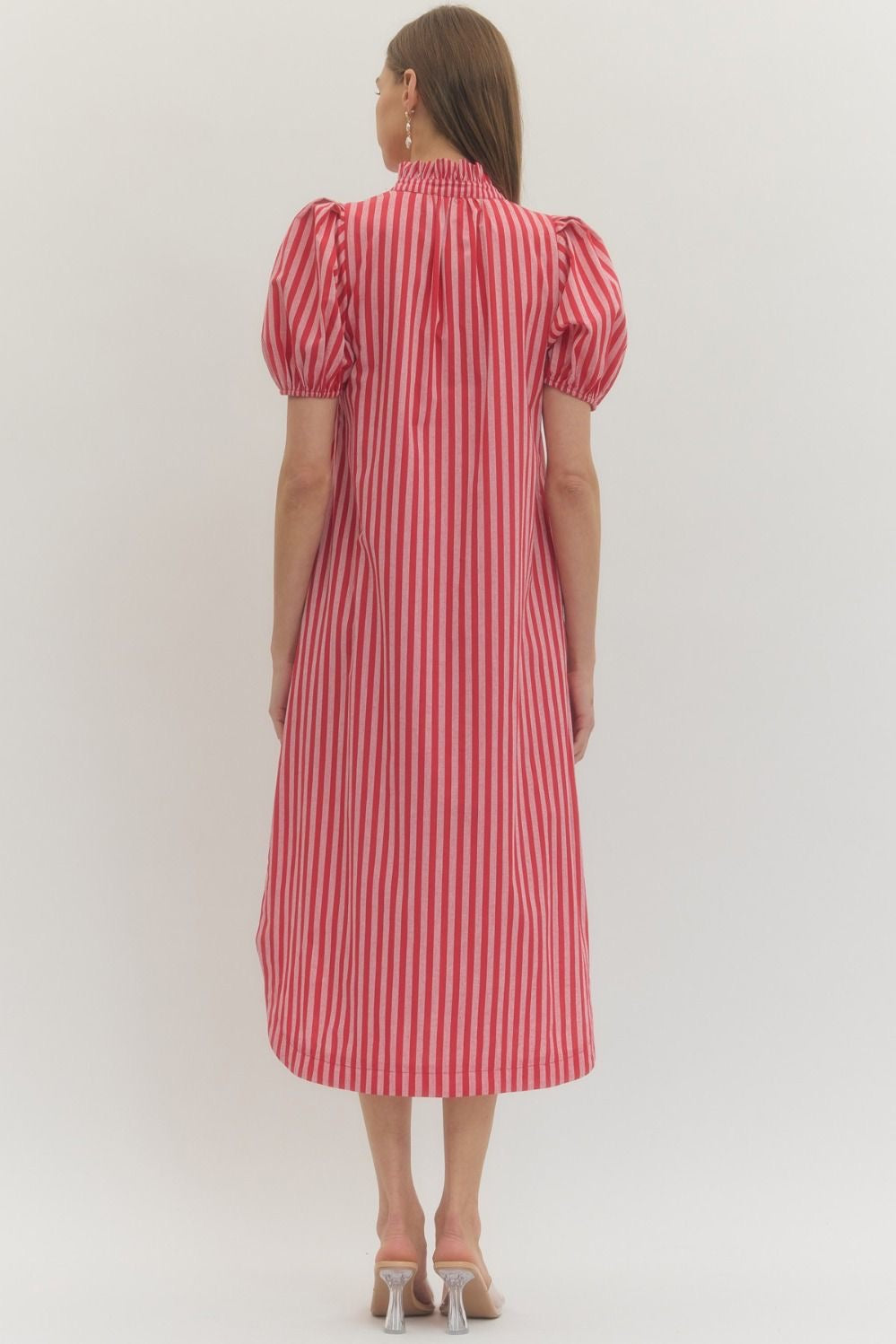 Red striped Shirt-style dress